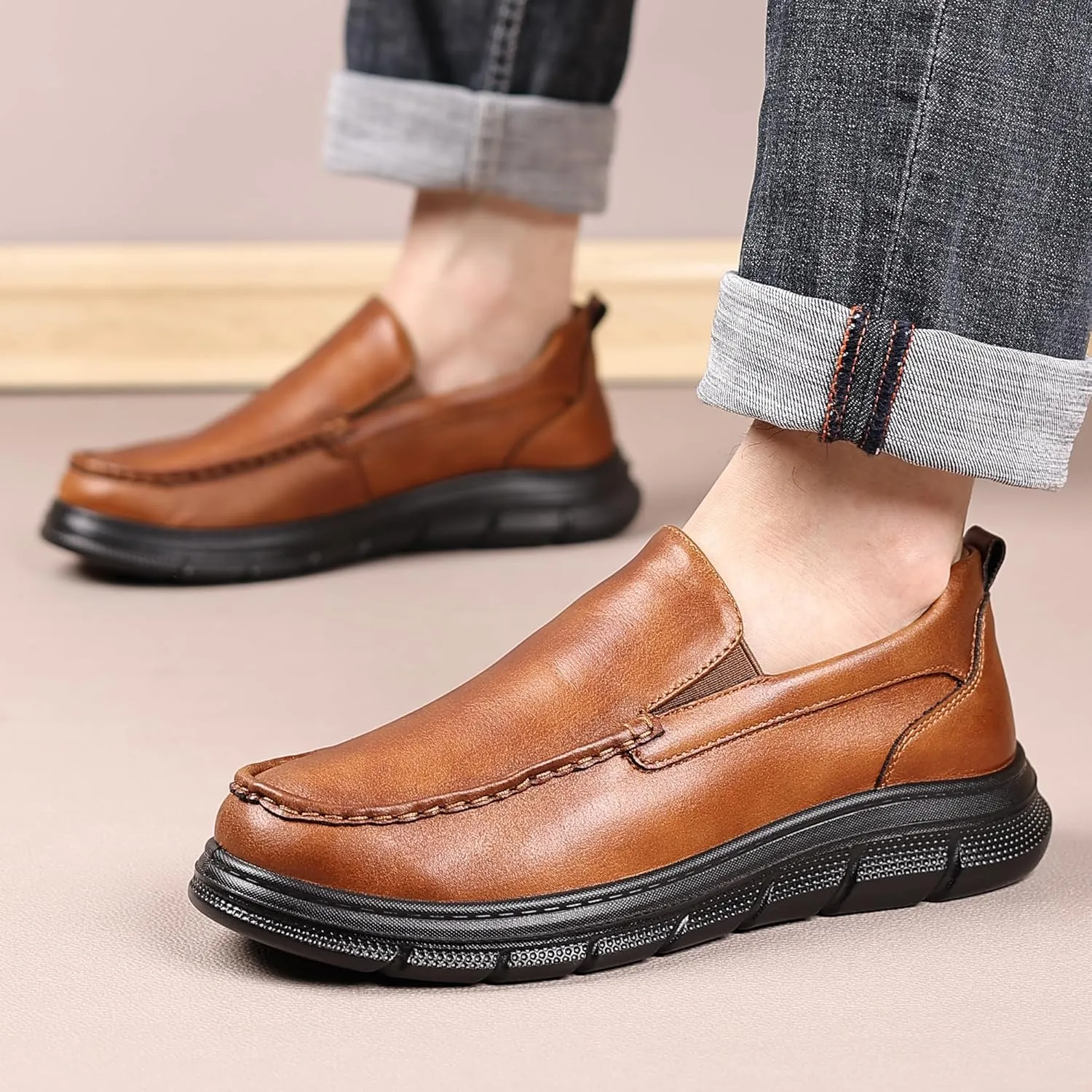 COSIDRAM Mens Casual Loafers Comfortable Soft Classic Moccasin Slip On Daily Walking Shoes