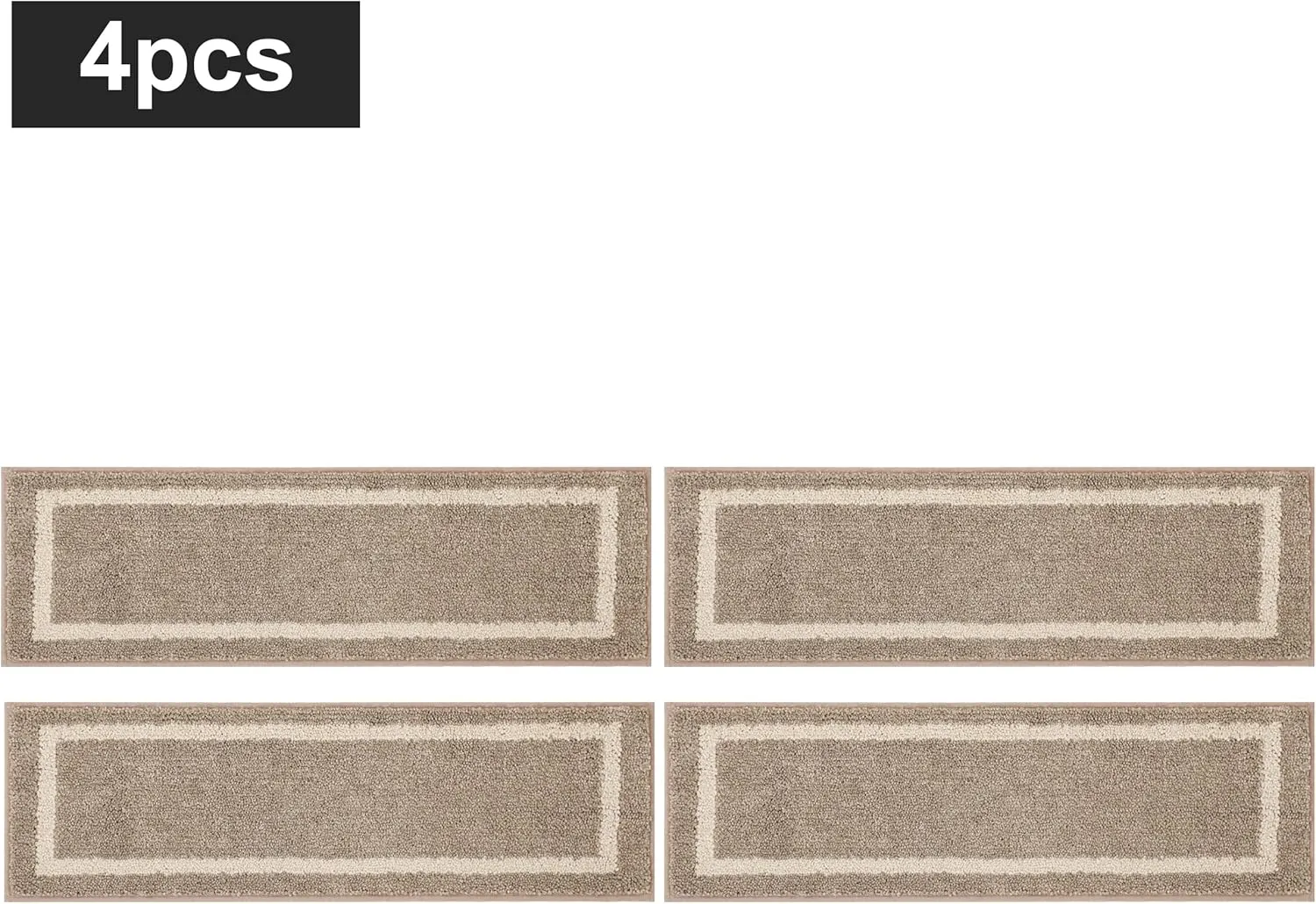 COSY HOMEER Soft Stair Treads Non-Slip Carpet Mat 28inX9in Indoor Stair Runners for Wooden Steps,Stair Rugs for Kids and Dogs, 100% Polyester TPE Backing 4pcs,Beige,Square