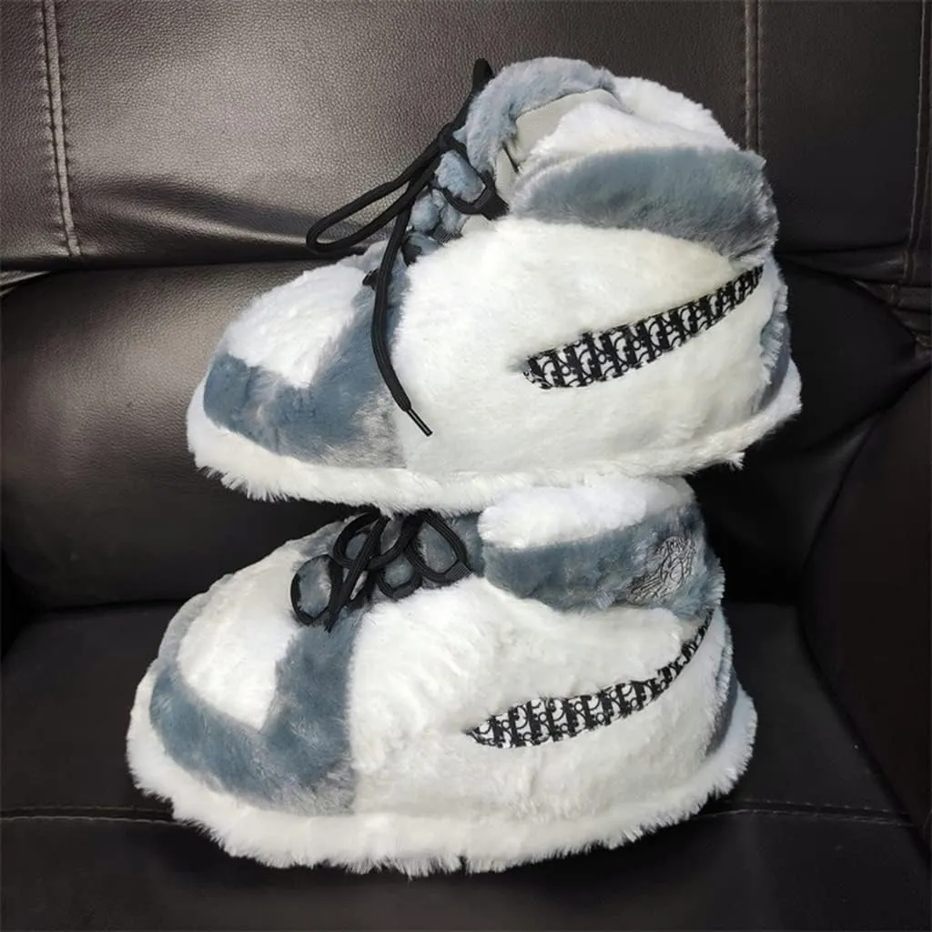 Cozy Kicks,Warm Sneakers Slippers Men And Women One Size Fits All,High Top Sneaker Slippers Unisex
