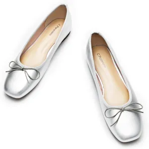 C.Paravano Women's Ballet Flats, Comfortable Slip On Round Toe Flat Shoes, Casual Walking Shoes for Women, Slip-On Bow Dressy Flats for Work Office & Wedding Party