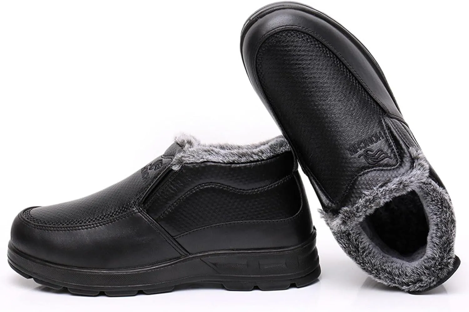 Crepuscute Men's Slip-On Warm Snow Ankle Boots Outdoor Non-Slip Casual Soft Bottom Booties Walking Sneakers House Shoes