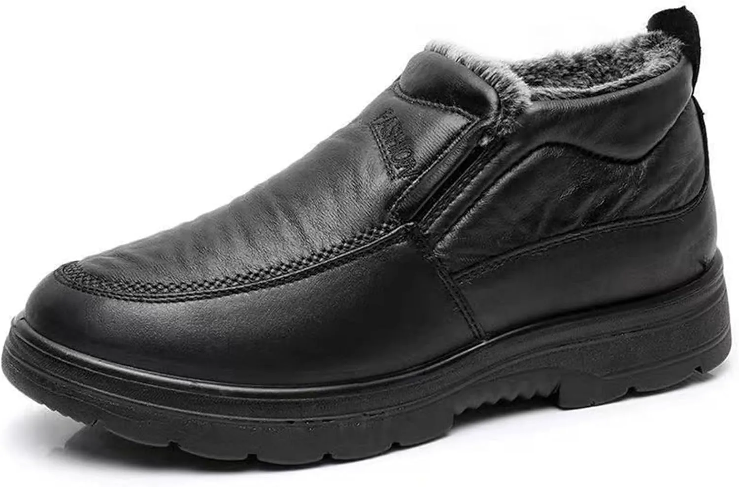 Crepuscute Men's Slip-On Warm Snow Ankle Boots Outdoor Non-Slip Casual Soft Bottom Booties Walking Sneakers House Shoes