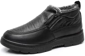 Crepuscute Men's Slip-On Warm Snow Ankle Boots Outdoor Non-Slip Casual Soft Bottom Booties Walking Sneakers House Shoes