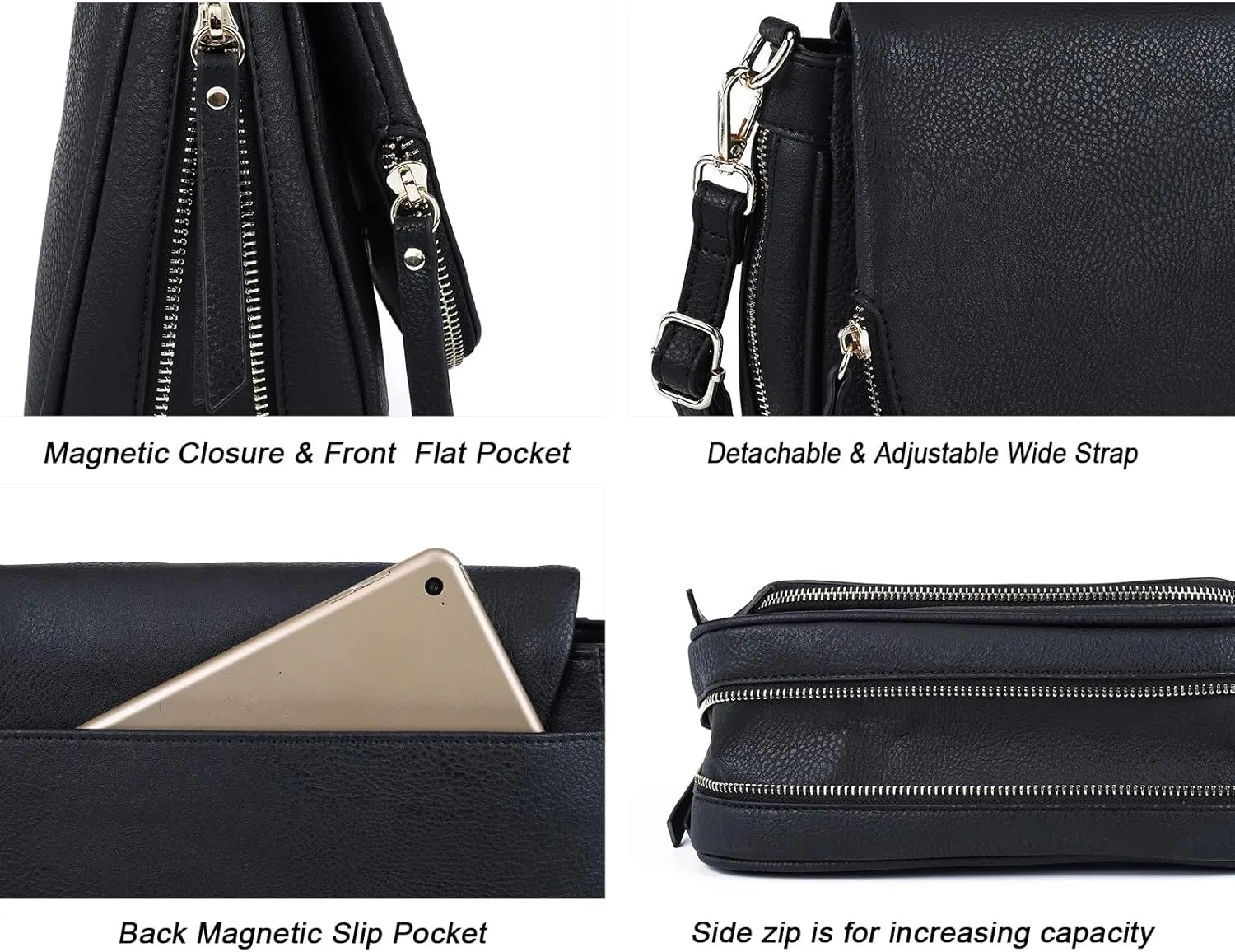 Crossbody Bags for Women Small Pu Leather Over the Shoulder Purses and Flap Cross Body Handbags with Multi Pockets