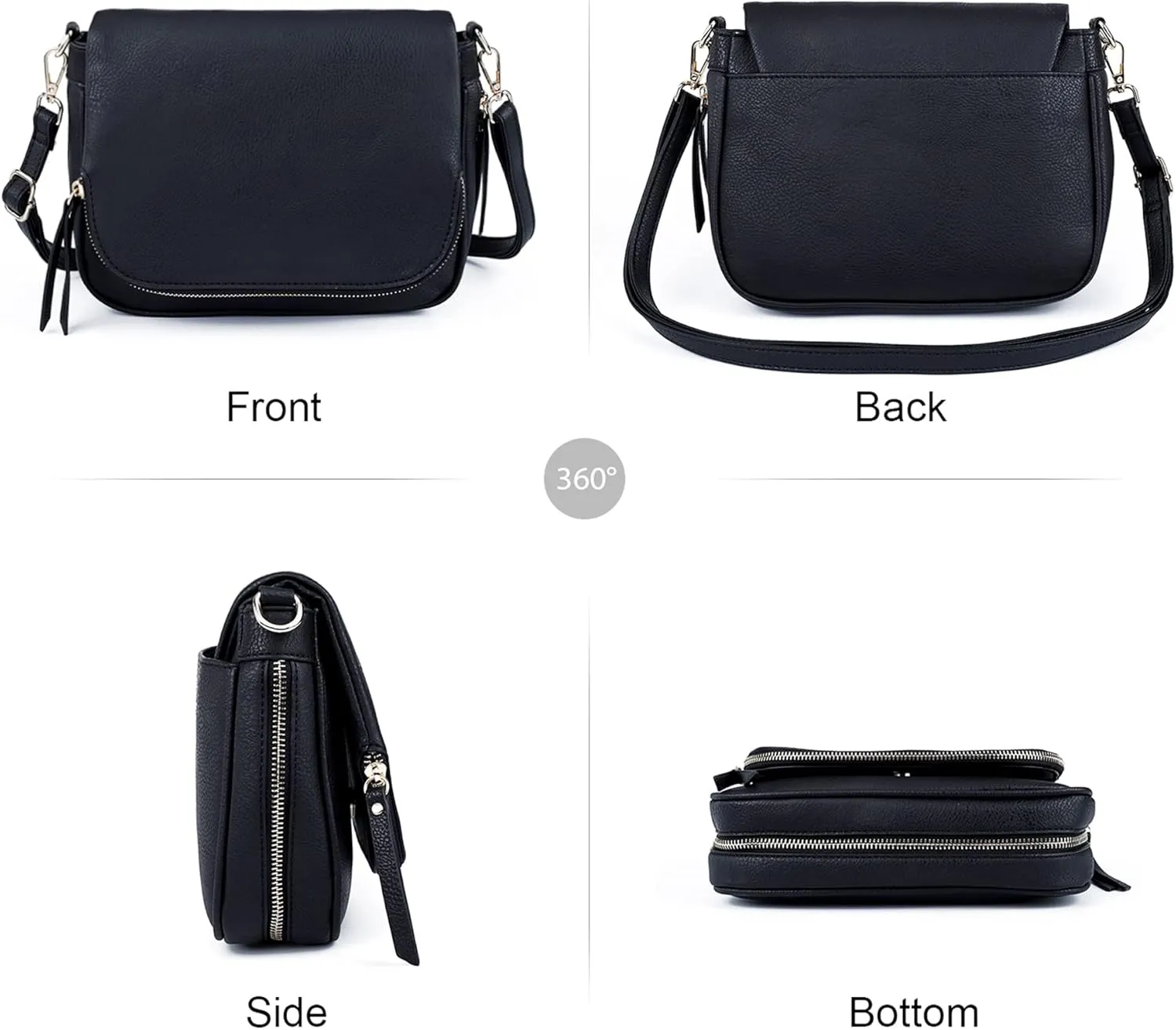 Crossbody Bags for Women Small Pu Leather Over the Shoulder Purses and Flap Cross Body Handbags with Multi Pockets