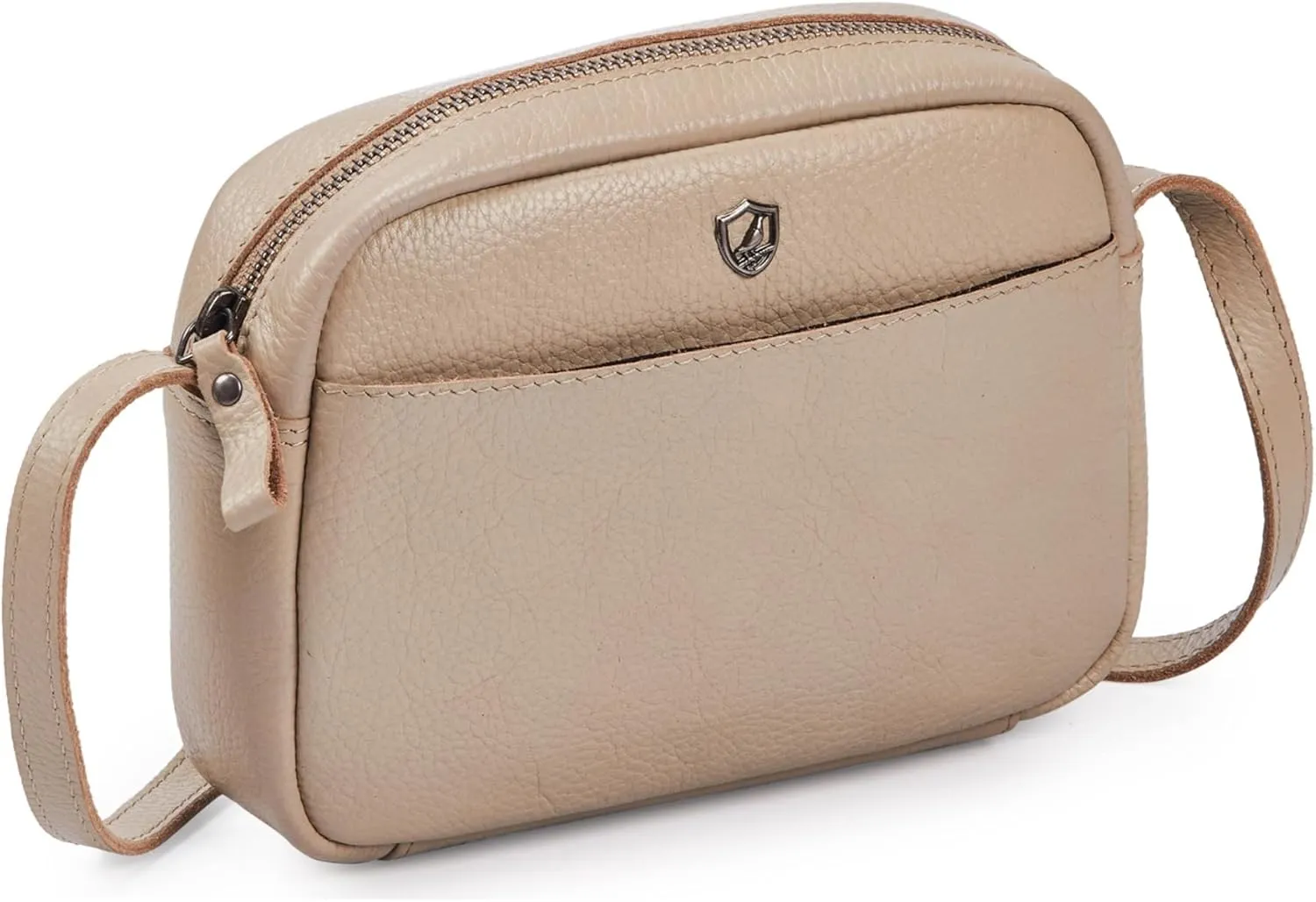 Crossbody Sling Bag for Women Trendy Real Leather Purse Mini Soft Pebbled Crossover with Card Case