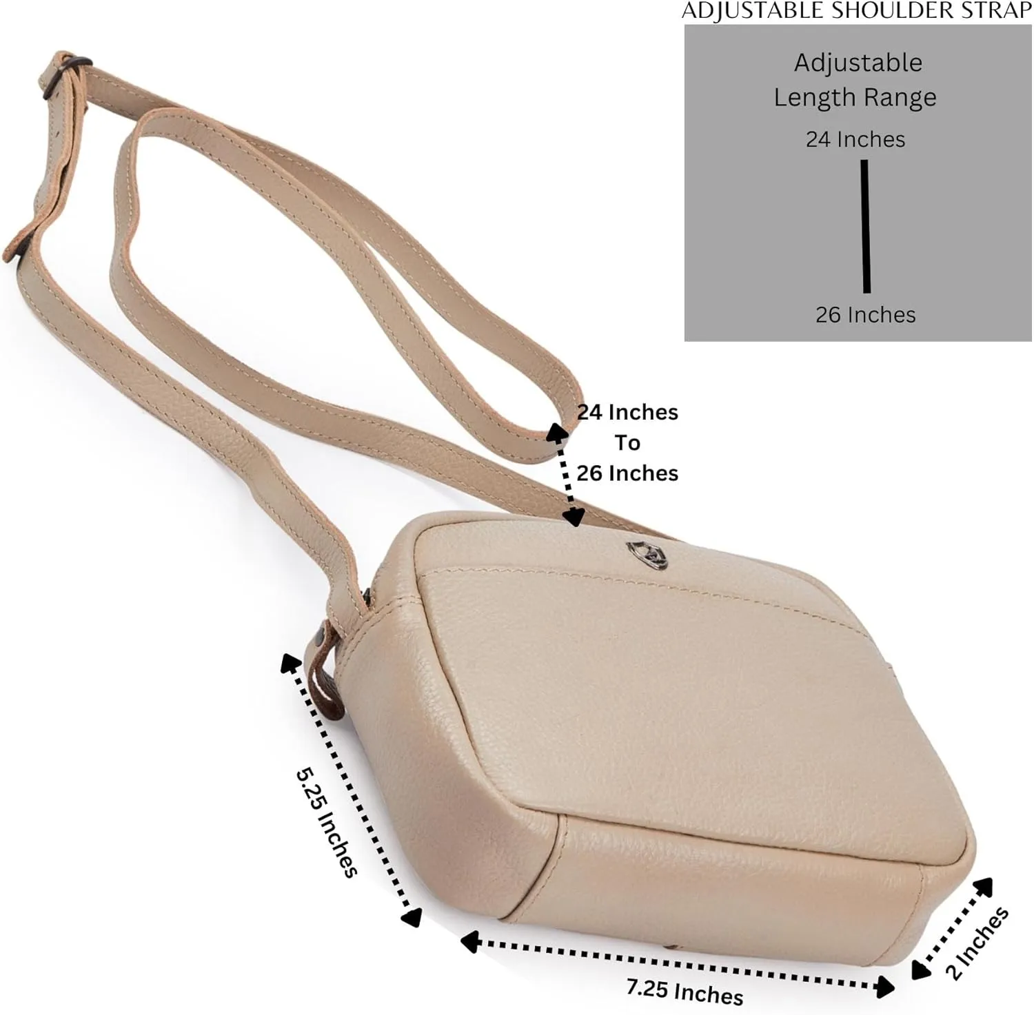 Crossbody Sling Bag for Women Trendy Real Leather Purse Mini Soft Pebbled Crossover with Card Case