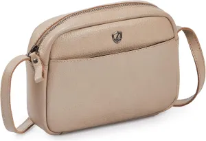 Crossbody Sling Bag for Women Trendy Real Leather Purse Mini Soft Pebbled Crossover with Card Case