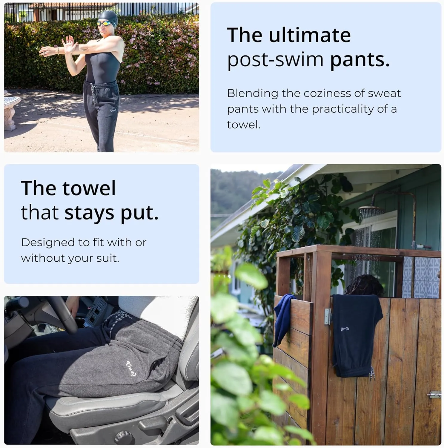 Cruze Towel Pants for Swimmers, Surfing, SUP, and Watersports - Soft, Absorbent, Quick Drying Material