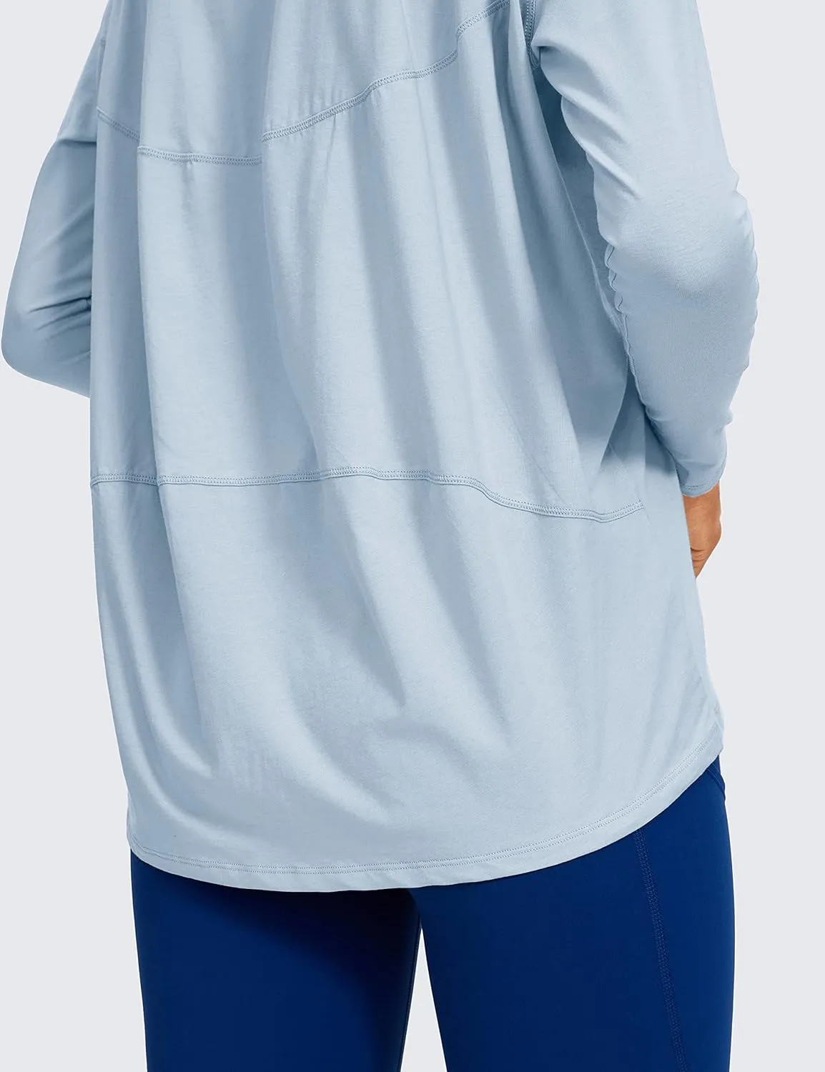 CRZ YOGA Pima Cotton Long Sleeve Workout Shirts for Women Loose Fit Athletic Yoga T-Shirts Casual Boat Neck Fall Tops