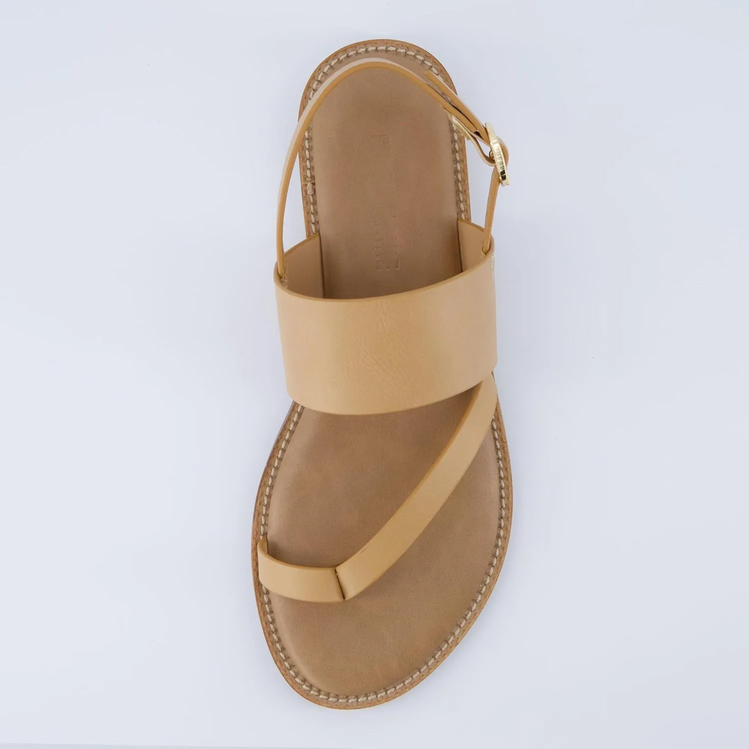 CUSHIONAIRE Leader Women’s Strappy Sandal – Premium Faux Leather Toe Loop Flat with Adjustable Ankle Strap & Cushioned Footbed