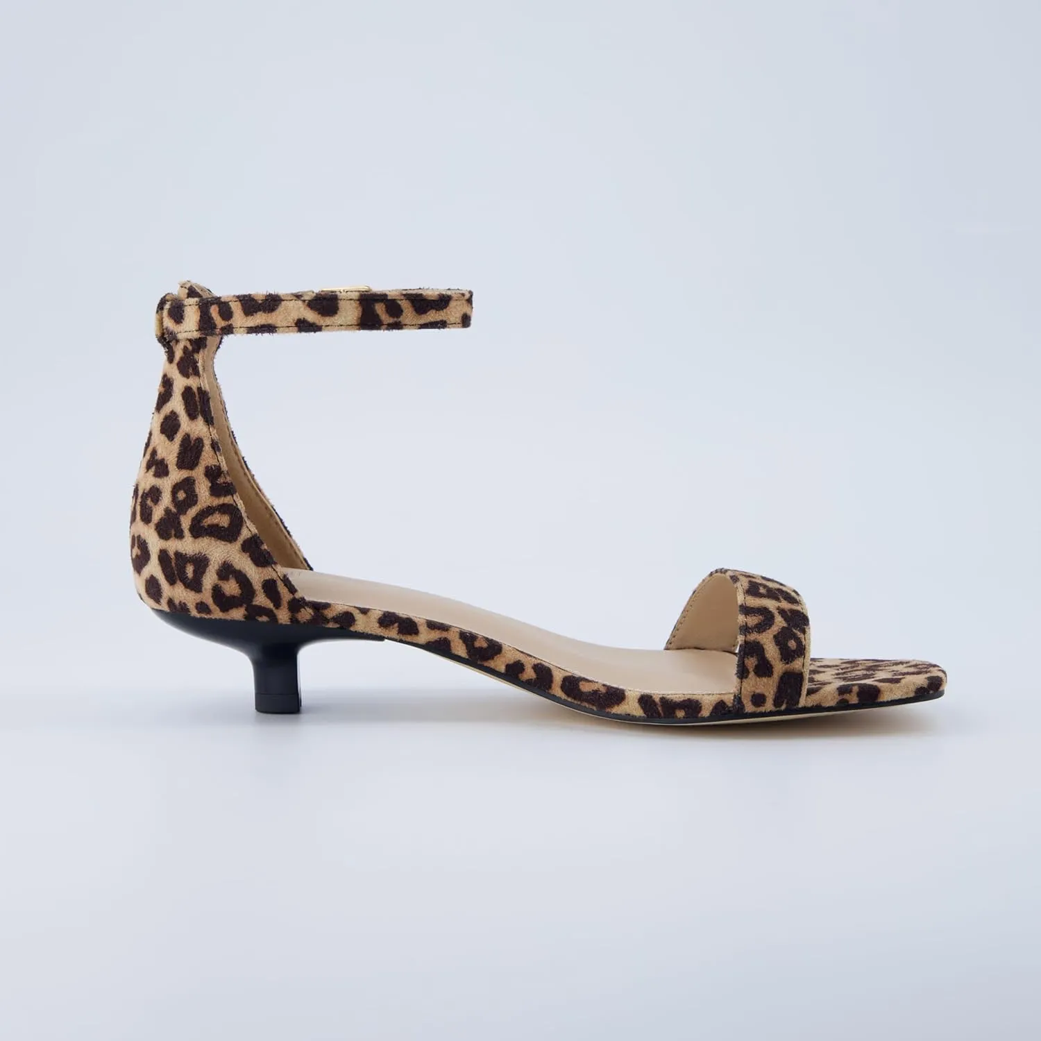 CUSHIONAIRE Solo Women’s Kitten Heel Dress Sandal – 1 Band Ankle Strap Heel with Cushioned Footbed & Faux Suede Upper