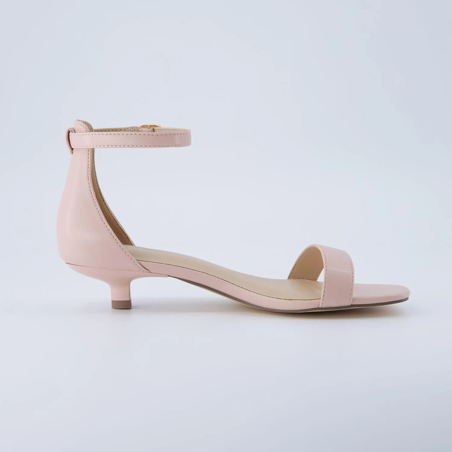 CUSHIONAIRE Solo Women’s Kitten Heel Dress Sandal – 1 Band Ankle Strap Heel with Cushioned Footbed & Faux Suede Upper