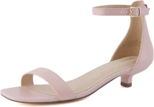 CUSHIONAIRE Solo Women’s Kitten Heel Dress Sandal – 1 Band Ankle Strap Heel with Cushioned Footbed & Faux Suede Upper