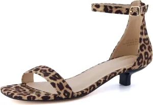 CUSHIONAIRE Solo Women’s Kitten Heel Dress Sandal – 1 Band Ankle Strap Heel with Cushioned Footbed & Faux Suede Upper