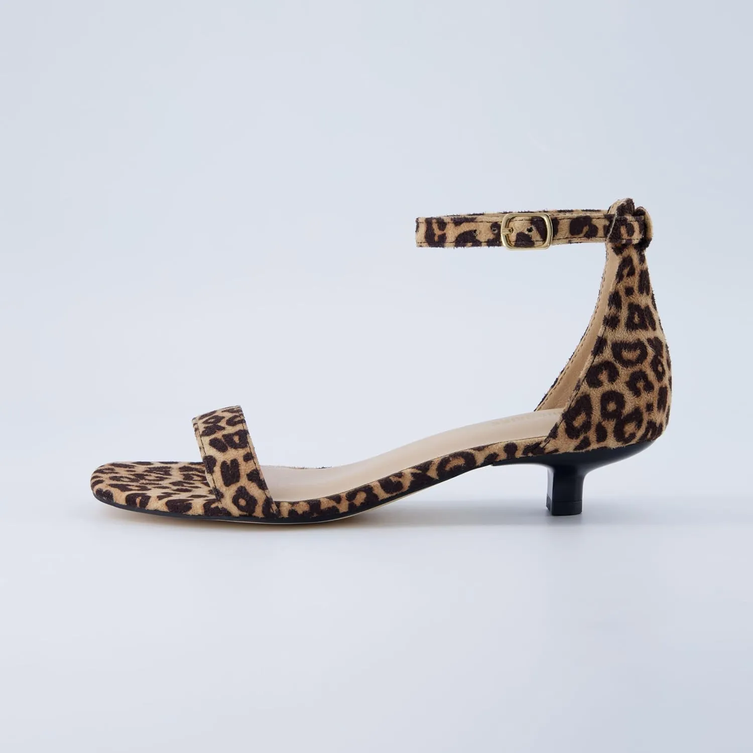 CUSHIONAIRE Solo Women’s Kitten Heel Dress Sandal – 1 Band Ankle Strap Heel with Cushioned Footbed & Faux Suede Upper