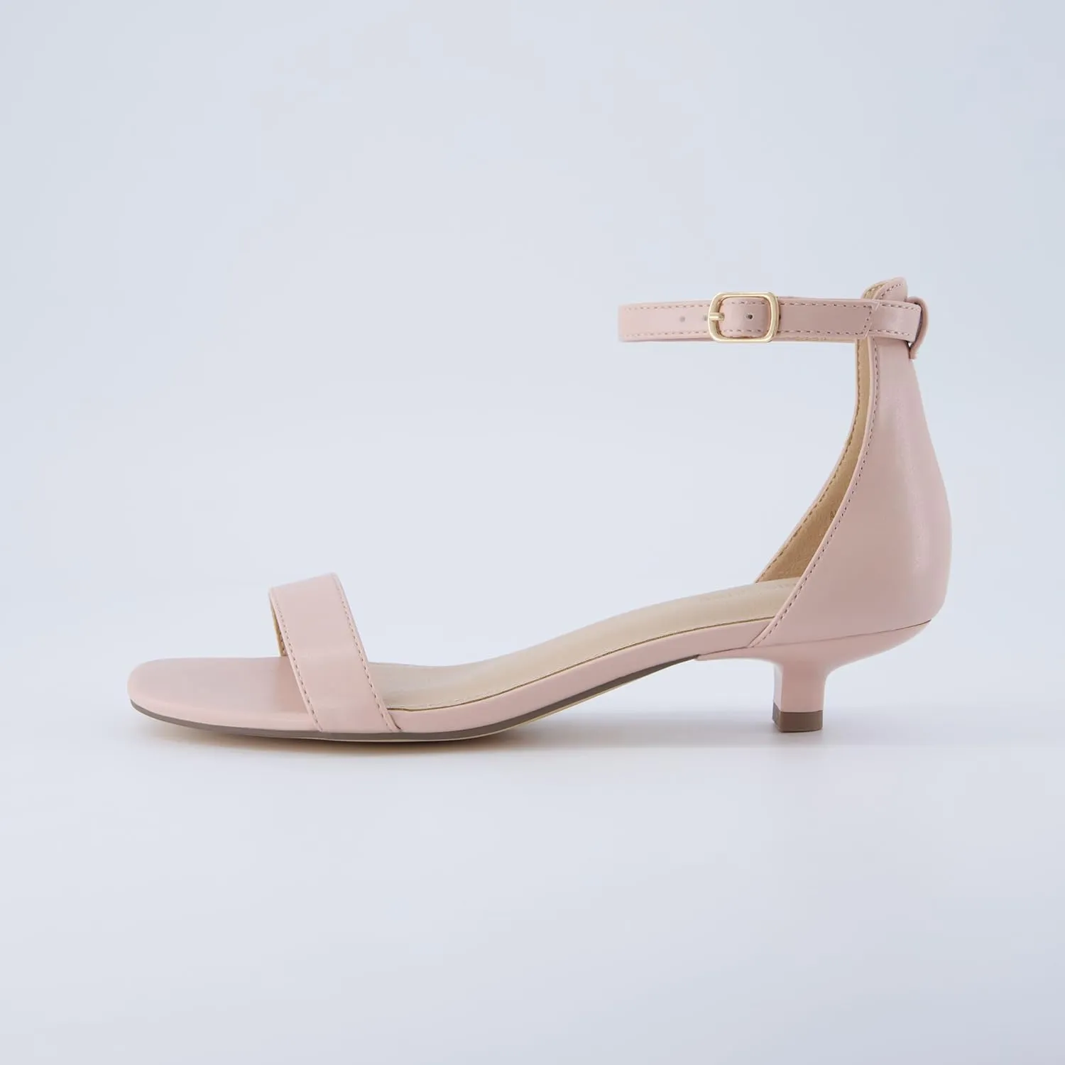 CUSHIONAIRE Solo Women’s Kitten Heel Dress Sandal – 1 Band Ankle Strap Heel with Cushioned Footbed & Faux Suede Upper