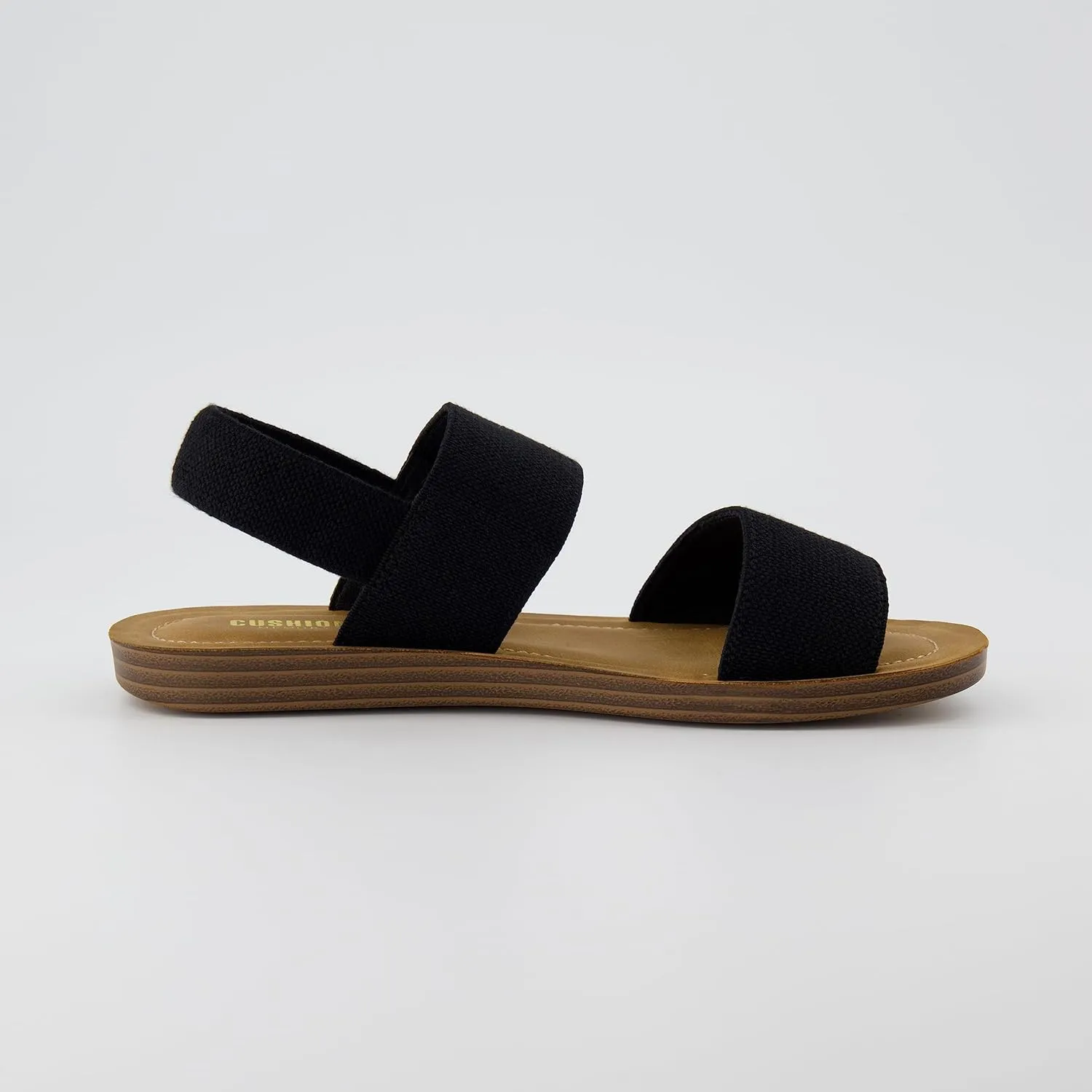 CUSHIONAIRE Women's Gabi stretch linen sandal  Memory Foam padding