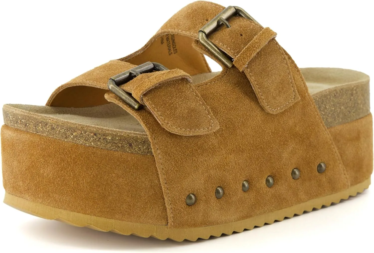 CUSHIONAIRE Women's Guru Genuine Leather footbed platform sandal with  Comfort, Wide Widths Available