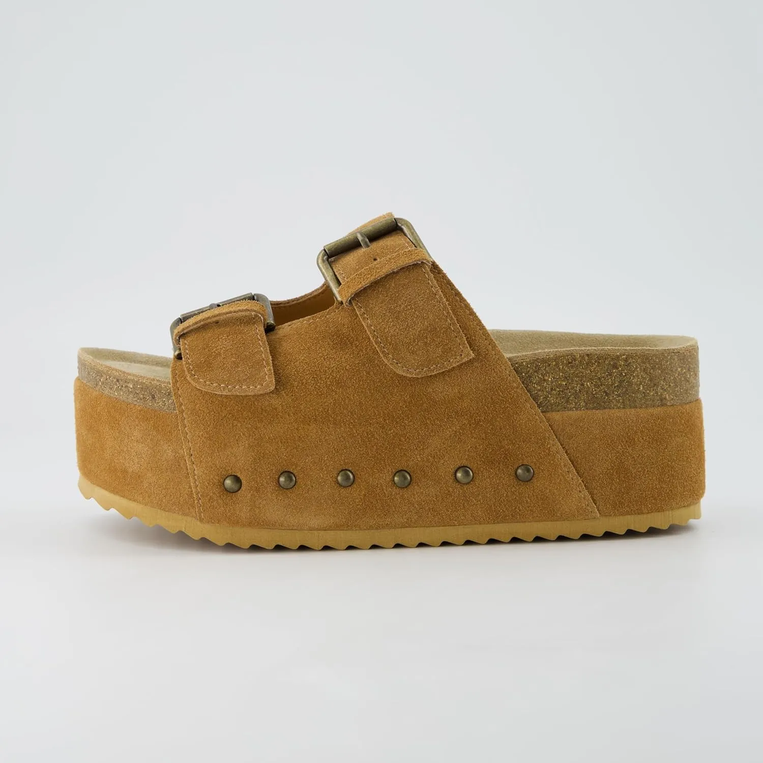 CUSHIONAIRE Women's Guru Genuine Leather footbed platform sandal with  Comfort, Wide Widths Available