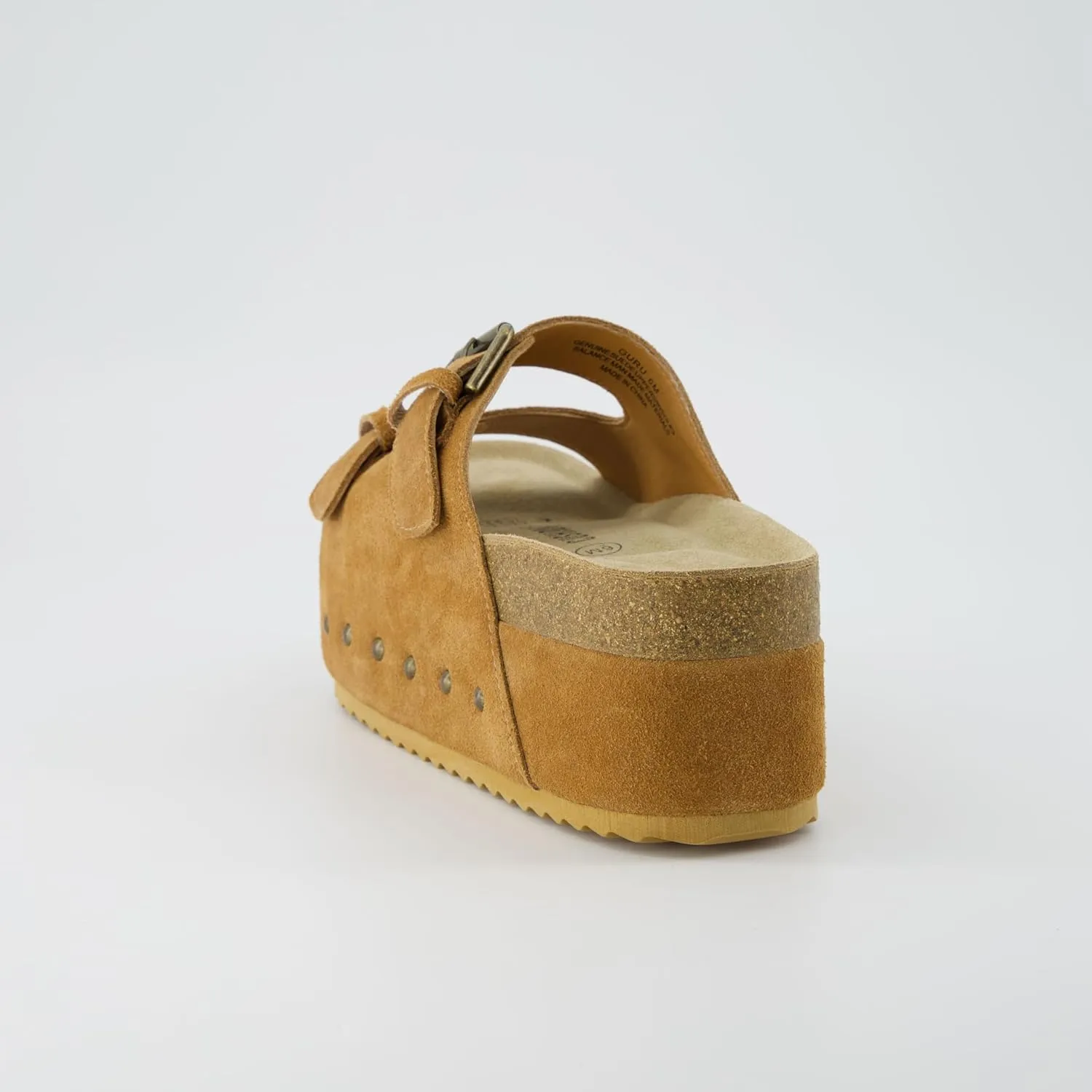 CUSHIONAIRE Women's Guru Genuine Leather footbed platform sandal with  Comfort, Wide Widths Available