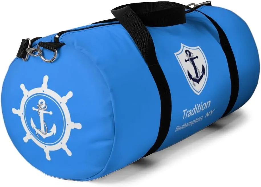 Custom Nautical Duffel Bag, Custom Boat Name Bag, Boat Accessory, Boating Gift, Nautical Yacht Gift, Personalized Anchor New Boat Owner Gift, for Gym, Travel (Blue, Large)
