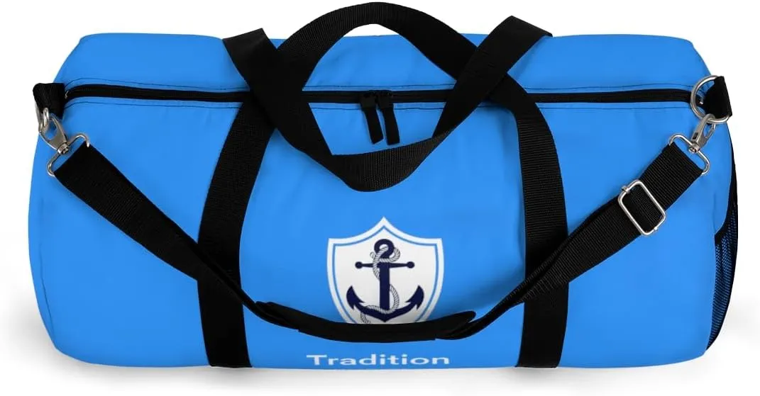 Custom Nautical Duffel Bag, Custom Boat Name Bag, Boat Accessory, Boating Gift, Nautical Yacht Gift, Personalized Anchor New Boat Owner Gift, for Gym, Travel (Blue, Large)