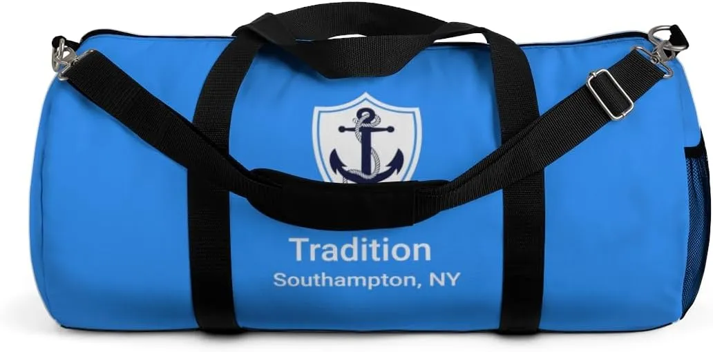Custom Nautical Duffel Bag, Custom Boat Name Bag, Boat Accessory, Boating Gift, Nautical Yacht Gift, Personalized Anchor New Boat Owner Gift, for Gym, Travel (Blue, Large)