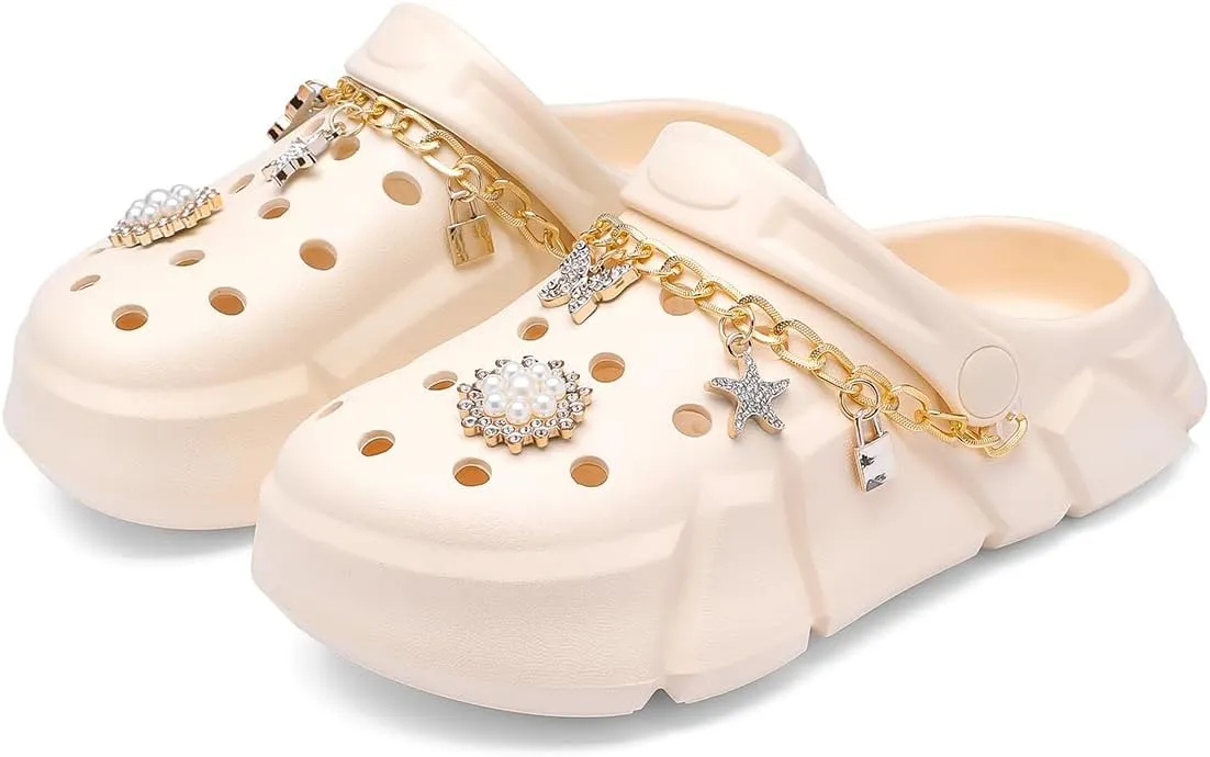 Cute Butterfly-Themed Lightweight Girls' Clogs, Platform Soft Sole Closed Toe EVA Home Garden Clog Shoes, Two-Way Wear Breathable Beach Clogs, Trendy Non-Slip Slip-On Sandals for Outdoor Indoor