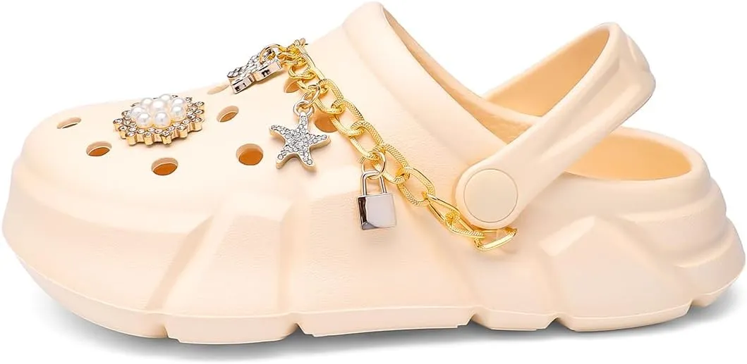 Cute Butterfly-Themed Lightweight Girls' Clogs, Platform Soft Sole Closed Toe EVA Home Garden Clog Shoes, Two-Way Wear Breathable Beach Clogs, Trendy Non-Slip Slip-On Sandals for Outdoor Indoor