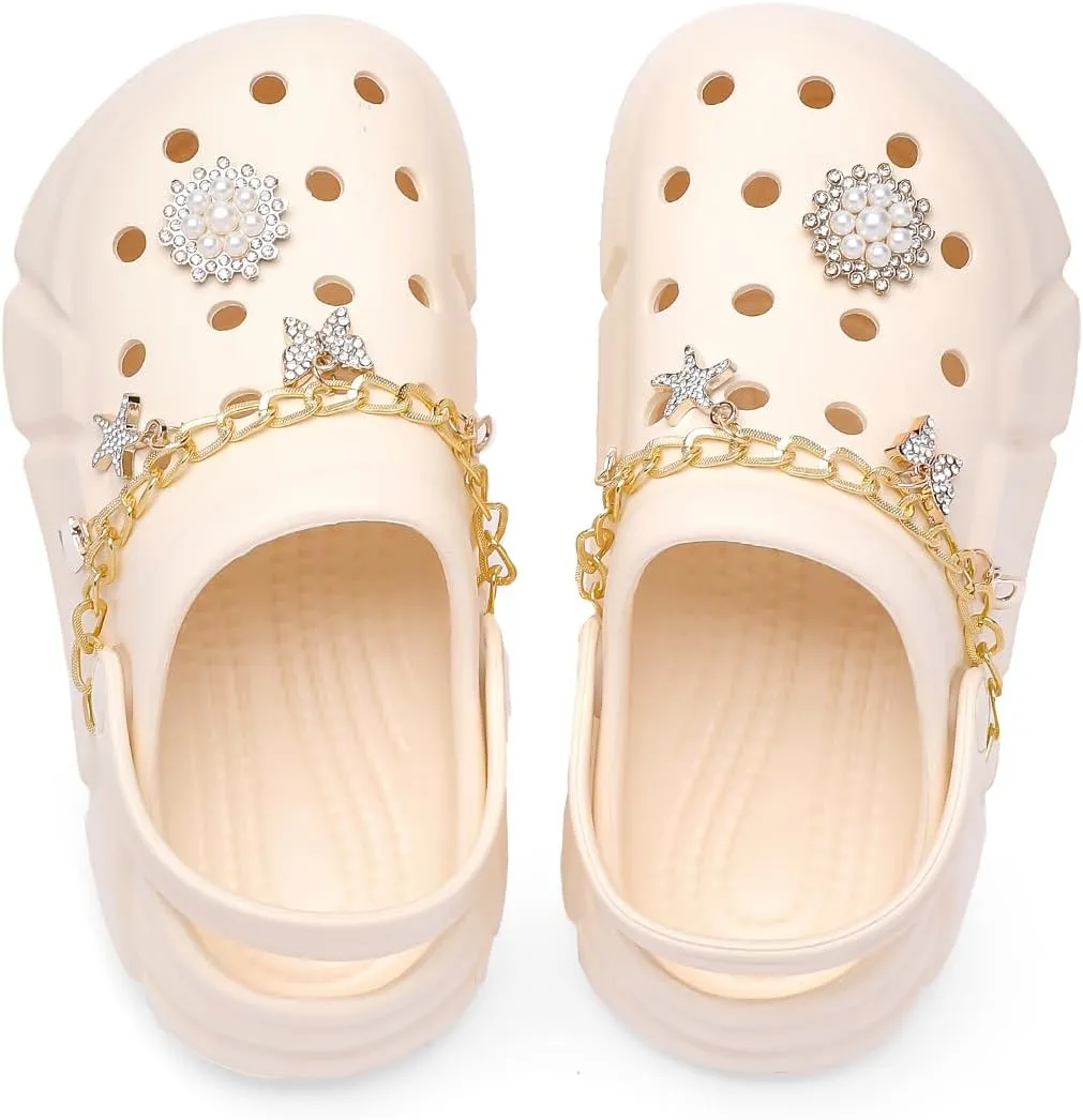 Cute Butterfly-Themed Lightweight Girls' Clogs, Platform Soft Sole Closed Toe EVA Home Garden Clog Shoes, Two-Way Wear Breathable Beach Clogs, Trendy Non-Slip Slip-On Sandals for Outdoor Indoor