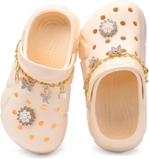 Cute Butterfly-Themed Lightweight Girls' Clogs, Platform Soft Sole Closed Toe EVA Home Garden Clog Shoes, Two-Way Wear Breathable Beach Clogs, Trendy Non-Slip Slip-On Sandals for Outdoor Indoor