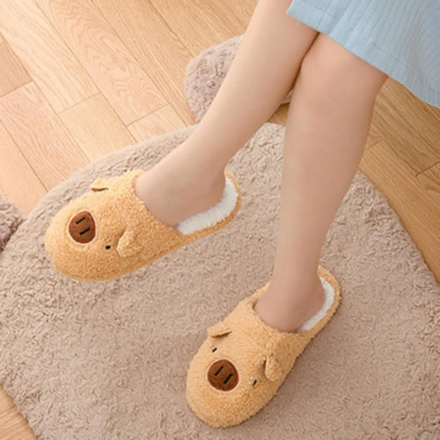 Cute Pig Slippers for Women and Men Holiday Indoor Bedroom Fluffy Warm Slippers Winter Cozy Home Non-slip Soft Plush Slip-On Lined House Shoes