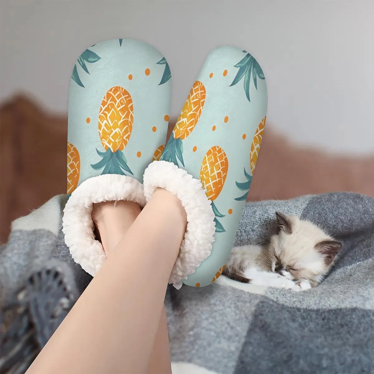 Cute Rabbits Flowers Soft Home Slippers for Women Lightweight Men's House Shoes Women's Slippers