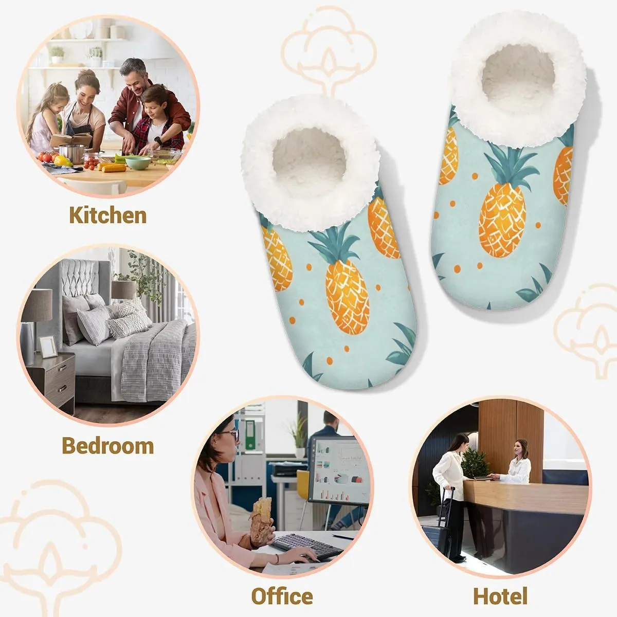 Cute Rabbits Flowers Soft Home Slippers for Women Lightweight Men's House Shoes Women's Slippers