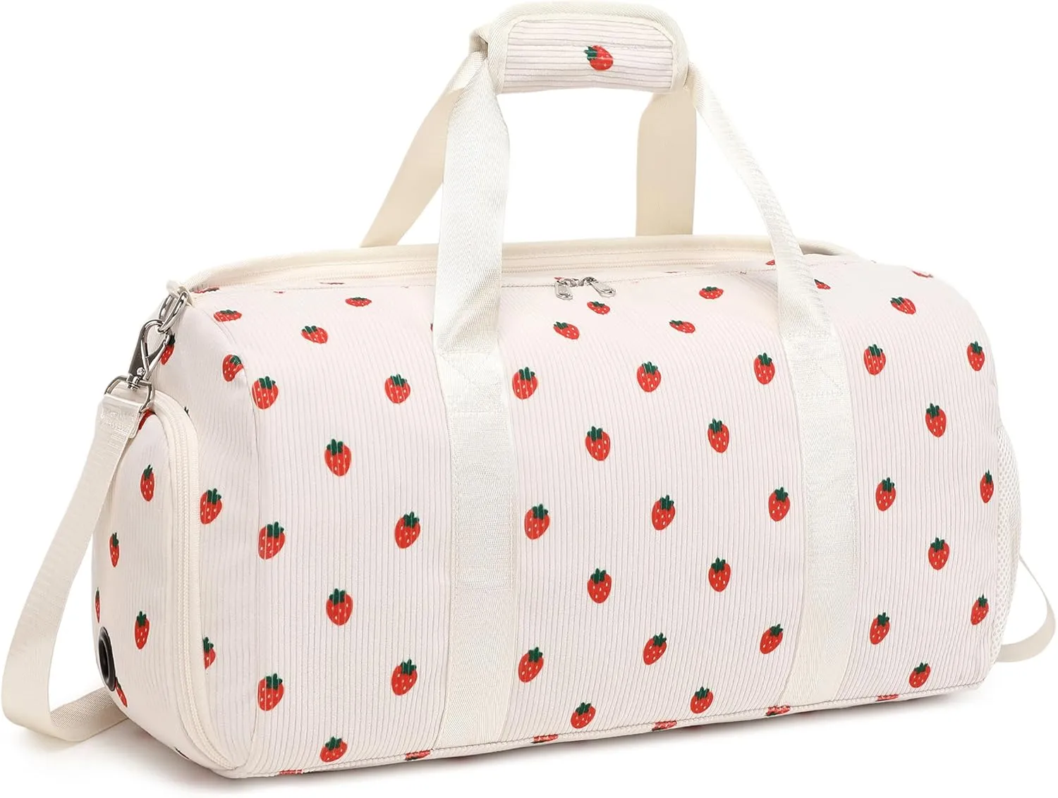 Dance Bag Girls Duffle Bag Gymnastics Bags for Girls Overnight Sleepover Bags with Shoe Compartment and Wet Pocket,Strawberry Shape Corduroy