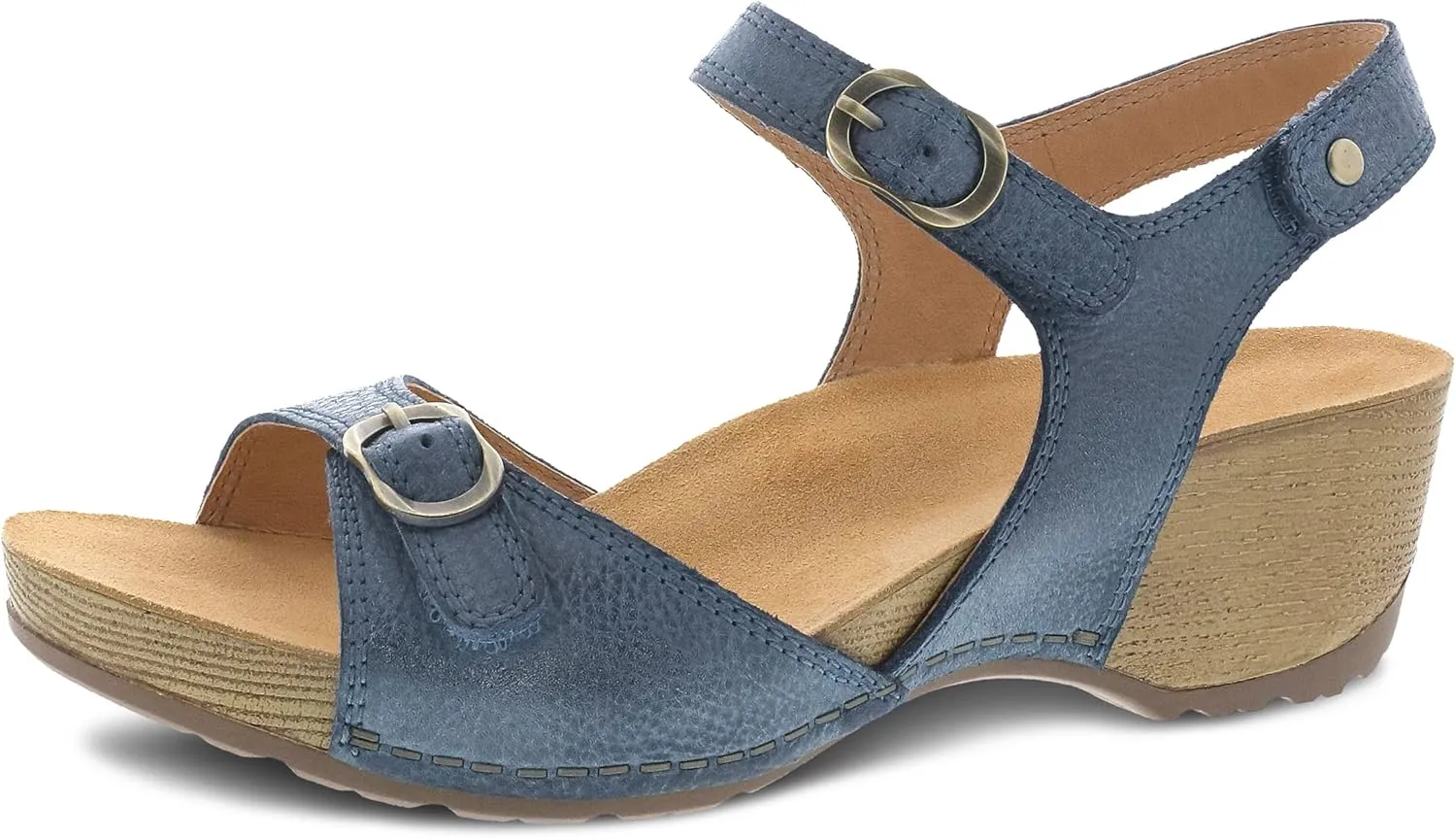 Dansko Tricia Wedge Sandal for Women – Cushioned, Contoured Footbed for All-Day Comfort and Support – Adjustable Hook & Loop Straps with Buckle Detail – Lightweight Rubber Outsole