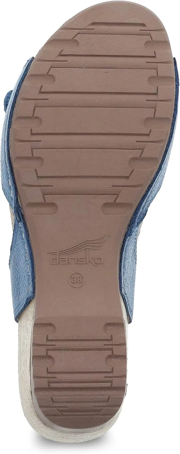 Dansko Tricia Wedge Sandal for Women – Cushioned, Contoured Footbed for All-Day Comfort and Support – Adjustable Hook & Loop Straps with Buckle Detail – Lightweight Rubber Outsole