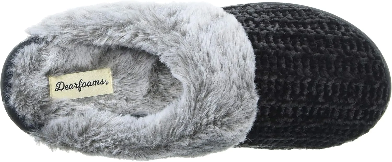 Dearfoams Women's Allison Fairisle Or Solid Chenille Knit Scuff Slipper