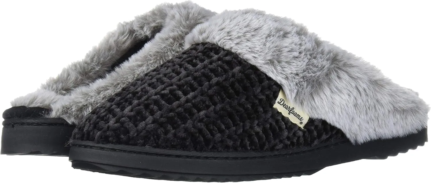 Dearfoams Women's Allison Fairisle Or Solid Chenille Knit Scuff Slipper