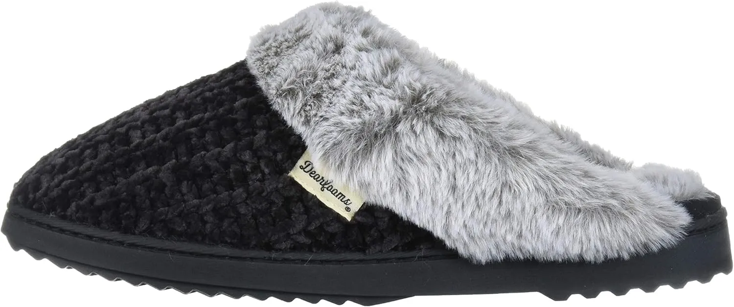 Dearfoams Women's Allison Fairisle Or Solid Chenille Knit Scuff Slipper