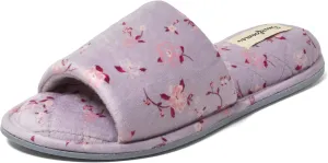 Dearfoams Women's Indoor Fuzzy Memory Foam Cloud Slip On Beatrice House Slide Slipper