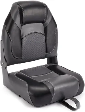 DeckMate High Back Folding Boat Seats - 2 pack - Charcoal and Black