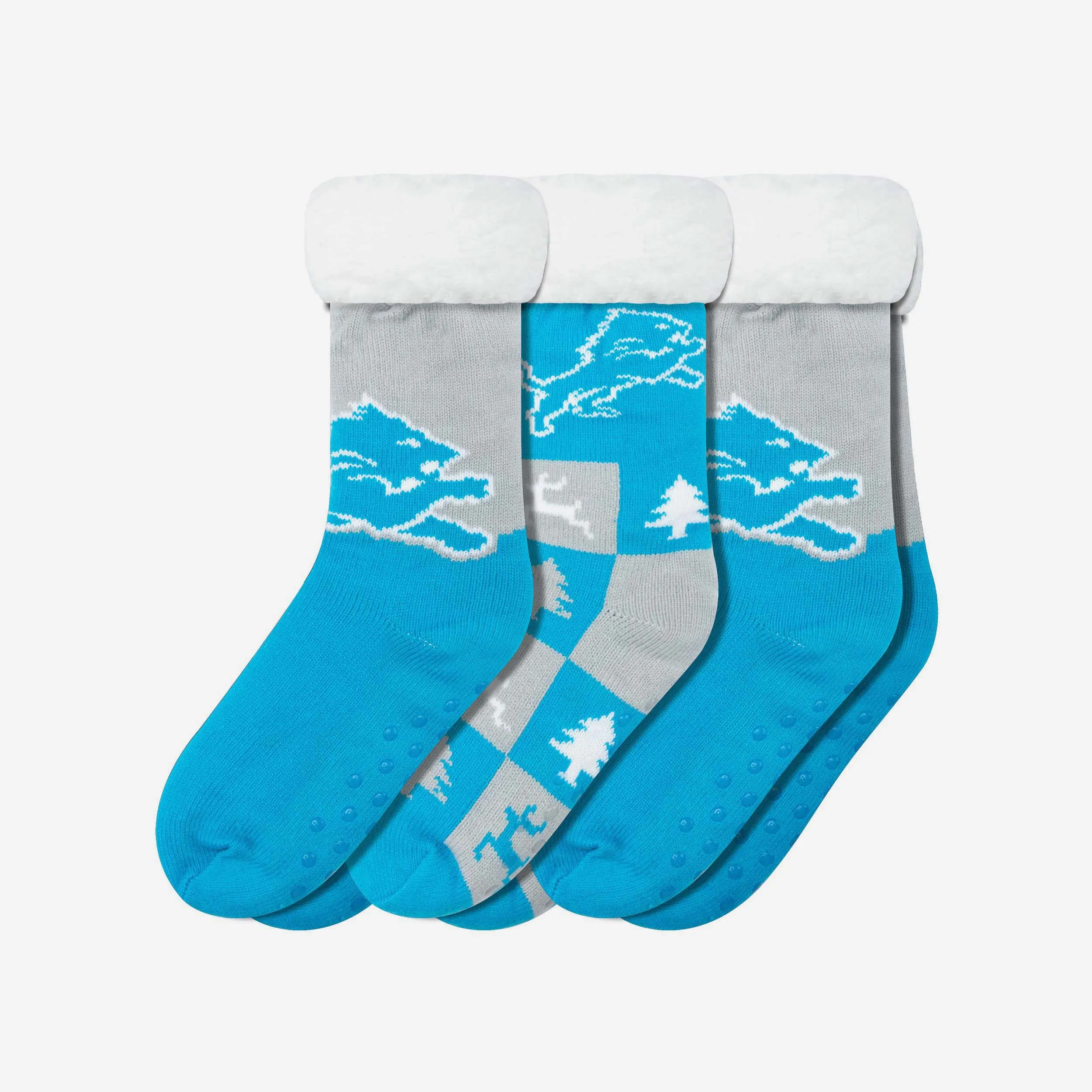 Detroit Lions Womens Fan Footy 3 Pack Slipper Socks
