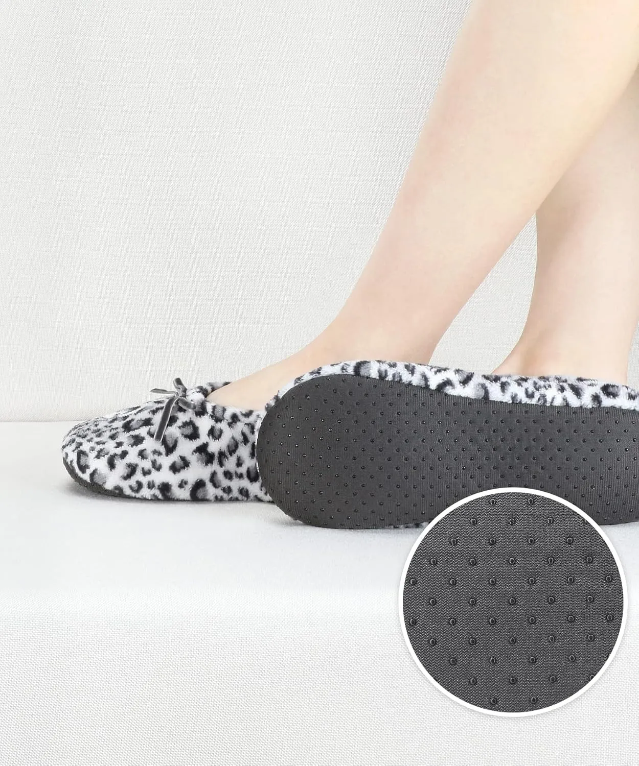 DICUIRD Ballerina House Slippers for Women, Anti-Skid Comfy Warm Ballet Style Slippers