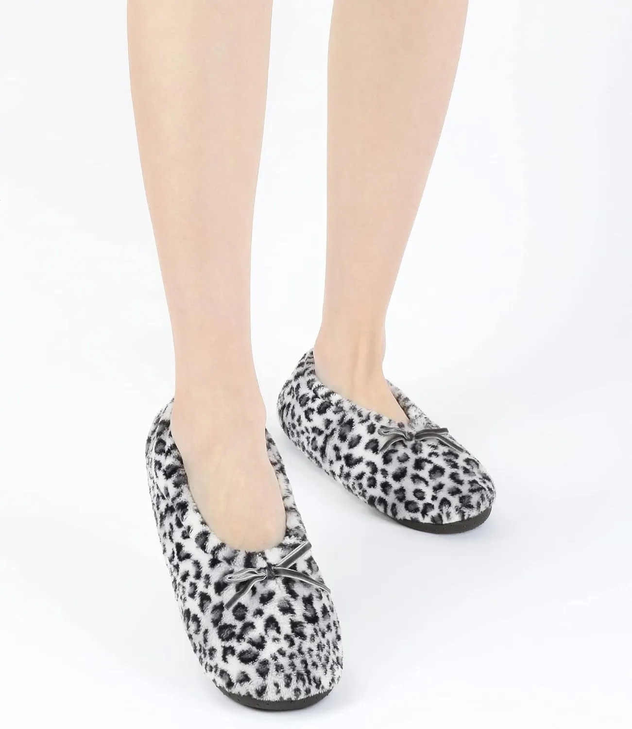 DICUIRD Ballerina House Slippers for Women, Anti-Skid Comfy Warm Ballet Style Slippers