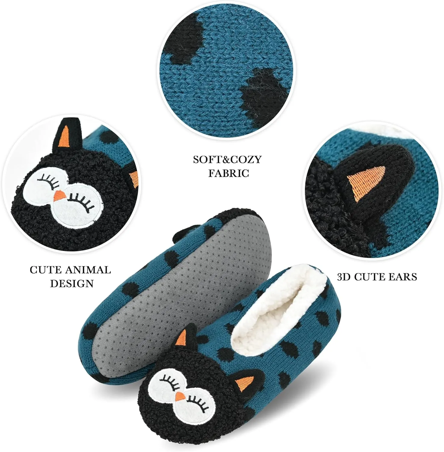 DICUIRD Womens Cute Animal Soft Sole Slipper Socks with Grippers-Fuzzy House Slippers