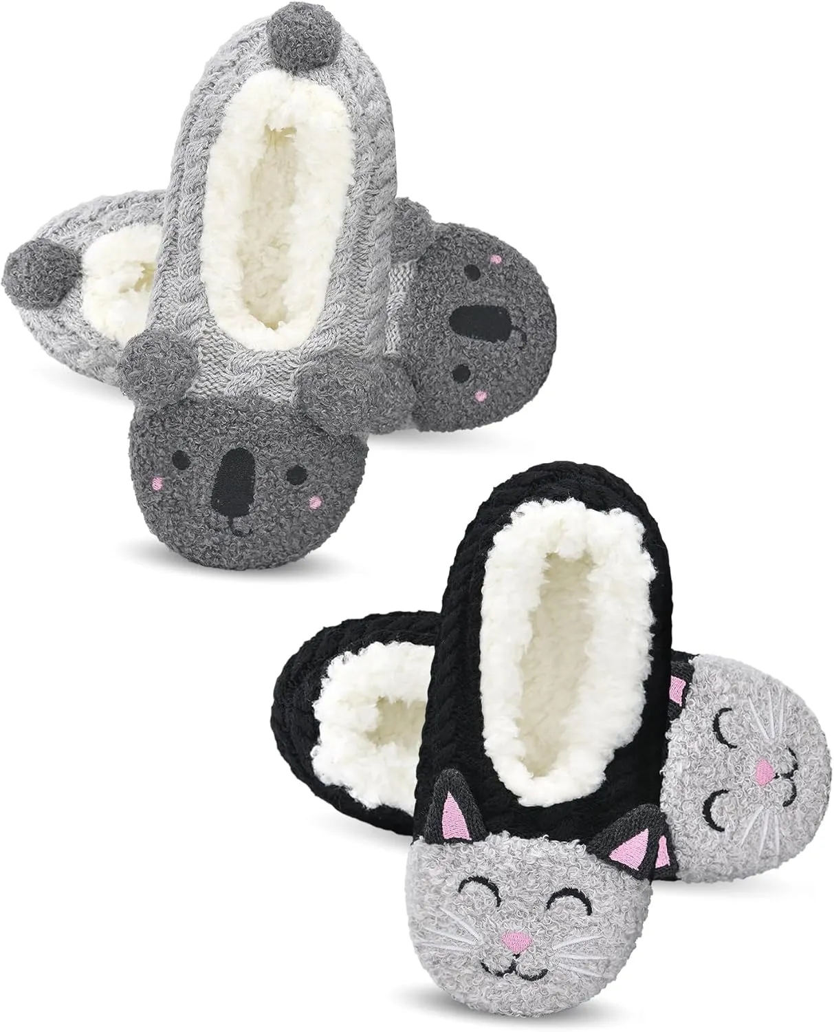 DICUIRD Womens Cute Animal Soft Sole Slipper Socks with Grippers-Fuzzy House Slippers