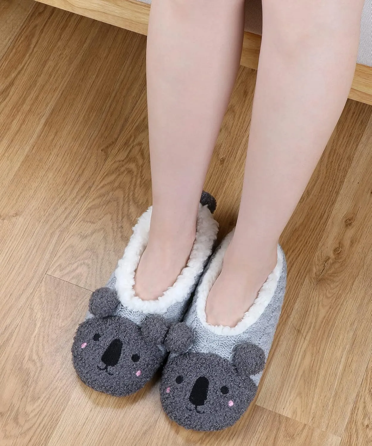 DICUIRD Womens Cute Animal Soft Sole Slipper Socks with Grippers-Fuzzy House Slippers