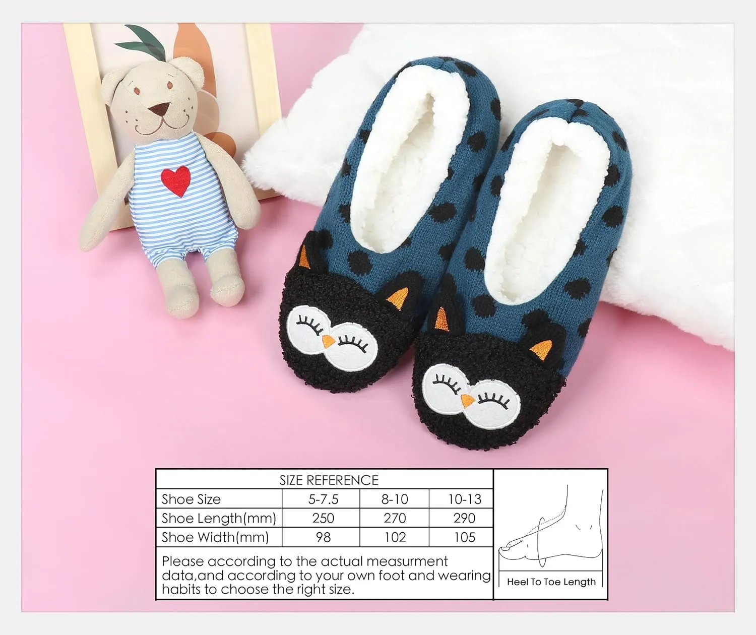 DICUIRD Womens Cute Animal Soft Sole Slipper Socks with Grippers-Fuzzy House Slippers